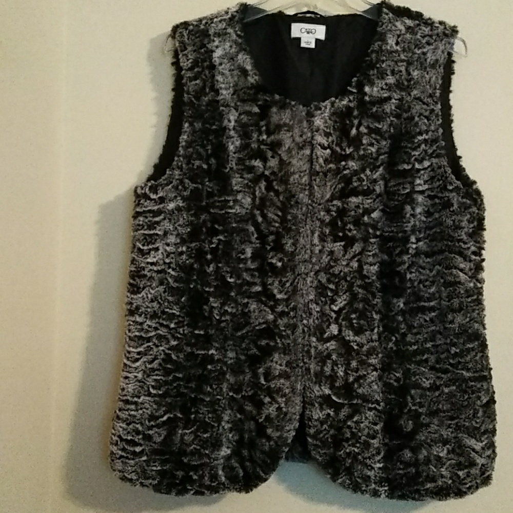 Black & Cream Fur Vest with inner snaps.